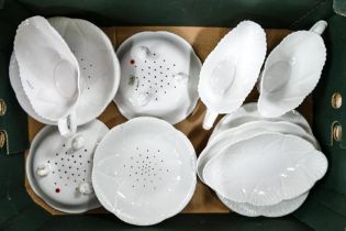 A collection of Shelley Dainty white dinner ware to include 4 cress dishes and under plates, 3 gravy