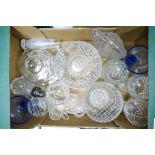 A collection of glass ware to include sugar sifter, potpourri bowls, cheese dish , glasses etc ( 1