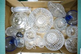 A collection of glass ware to include sugar sifter, potpourri bowls, cheese dish , glasses etc ( 1
