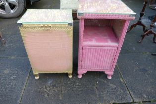 Lloyd loom style linen basket and bedside cabinet