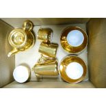 Royal Worcester gilt tea set for two to include teapot 2 cups & saucers, milk jug, sugar bow and