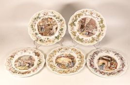 Five Royal Doulton Brambly Hedge plates Birthday, Crabapple cottage, old oak palace, winter and