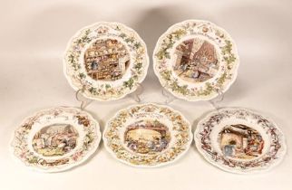 Five Royal Doulton Brambly Hedge plates Birthday, Crabapple cottage, old oak palace, winter and