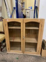 Glazed Pine display cabinet / Bookcase 106cm W x 33cm D x 107cm H