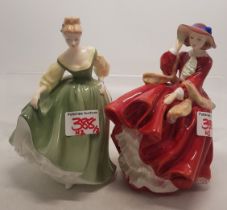 Royal Doulton Lady figures Top O' the hill HN1834 & Fair Lady HN2193 (2)