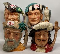 Royal Doulton Character Jugs Porthos, Robin Hood, Robinson Crusoe and The Falconer (4)