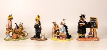 Royal Doulton bunnykins to include Fireman DB376, Teacher, Nurse DB375 and Home grown DB429. All