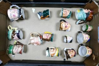 A collection of character jugs to include Beswick , Lancaster, Thorley ( 1 tray)