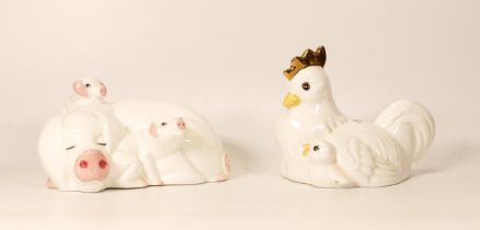 Boxed Beswick Likeables figures of pig & piglet & chicken & chicks together with Boxed Beswick