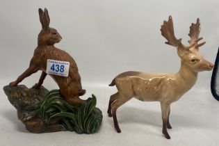 Beswick Stag together with Royal Doulton Wildlife Collection figure Hare DA6(2)