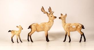 Beswick Stag family group stag standing, doe and fawn. Boxed