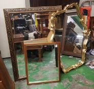 Three Modern Wall Mirrors to include one Rococo Inspired Example, another Gilt Mirror and Smaller