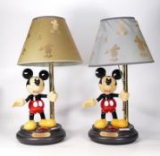 Pair Of Lazerbuilt Vintage Mickey Mouse Theme Lamp Bases, height with Shade 47cm(2)