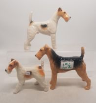 A collection of Beswick dogs to include Airedale Terriers Cast Iron Monarch, Talavera Romulus and