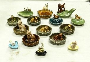 A Collection of Wade Pin Dishes / Bibelots to include dogsm cats and trout etc.