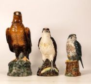 Royal Doulton decanters to include Golden Eagle, Peregrine Falcon and one unmarked . Both empty (2)