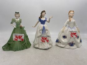 Royal Doulton small lady figures to include Moonlight Rose HN3483 & With all my love HN4213 Together