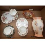 A mixed collection of ceramic items to include Royal Grafton Wild Rose tennis set cup and saucers,