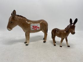 Beswick Donkey and foal