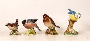 Beswick birds to include Robin 980, Wren 993, Bullfinch 1042 and a John Beswick Blue tit (4)