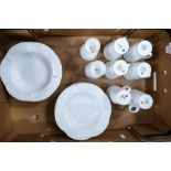 Shelley Dainty white tea ware to include 6 beakers, 2 double egg cups and 8 soup bowls (16 pieces)