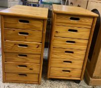 2 modern pine bedside cabinets (One on castors, one without) 72cm H x 36cm D x 46cm W