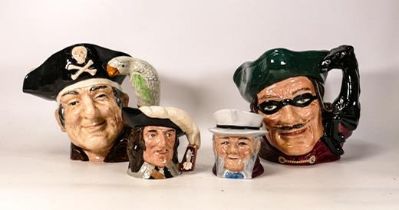 Royal Doulton large character jugs Dick Turpin D6528, Long John Silver D6335, small D 'Artagnan