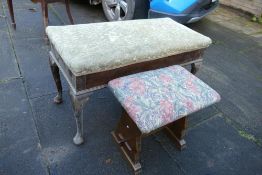 Duet upholstered stool together with a smaller stool (2)