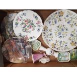 A mixed collection of items to include small Coalport figurine, Minton Hadden Hall shallow bowl,