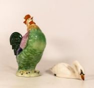 Beswick Rooster1004 ( some paint loss) together with Beswick swan 1685 (2)
