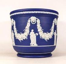 Large Wedgwood Jasperware planter. Height 22cm, diameter 25.5cm. Star hairline crack to base