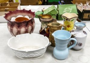 Mixed Collection of Ceramic Items to include Jardiniere, Planter, Gouda Dalia Vase, Burleigh