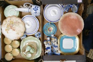 Two Trays of Mixed Ceramics to include Copeland Muffin Dishes, Sarreguimes Shell Tazza , Royal