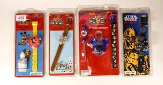 Four Sealed Vintage Watch Sets to include Disney, Mickey Mouse and Star Wars examples