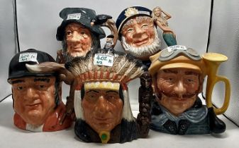 Royal Doulton Character Jugs to Include Rip Van Winkle D6438, Old Salt D6551, Gone Away D6531,