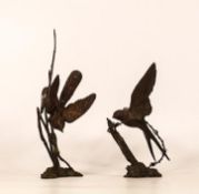S F Bay Trading Co. Small Bronzed Figures of Birds on realistic base. Height of tallest: 19cm (2)