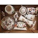 A collection of Masons Mandalay to include vase, mantle clock, jug, plate etc ( 1 tray)