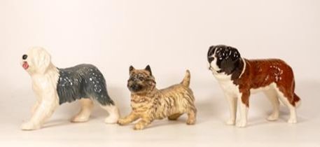 Beswick dogs to include Cairn Terrier 1055B ( chip to ear), St Bernard 2221 and Old English Sheep