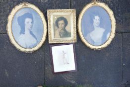 Antique portrait framed prints together with 2 similar (4)