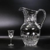 Clear Cut Glass Crystal set of 5 Liqueur / Vodka Glasses & Large Water Jug made for Delamerie Fine