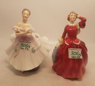 Royal Doulton Lady Figures Blithe Morning HN2025 Together With The Ballerina HN2116 (2)