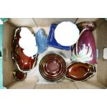 A mixed collection of items to include Beswick palm treen vase, Carlton ware rouge royale dishes,