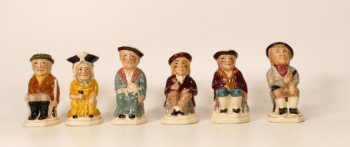 Six Tony Wood Miniature Toby Jugs, tallest 9cm(6)