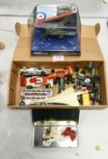 A mixed collection of vintage Toys to include Corgi Modern Fighter Jets CL13a Sabre MK4,