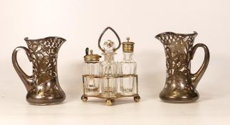 A mixed collection of items to include Silver plated Over Glass American Type jugs & earlier