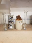 A mixed collection of items to inlude Stoneware Advertising flagon, studio pottery large vase and