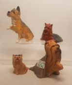 A collection of Beswick dogs to include 3 Yorkshire Terrier figures, the largest in a matt finish