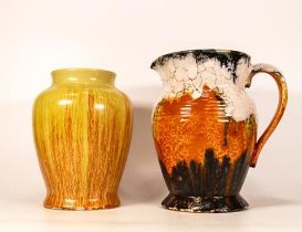 Two Art Deco Ceramics vases in drip and fat lava patterns (2)