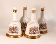 Four Wade Bell's Scotch Whiskey Bottles Commemorating the Marriage of Prince Charles and Lady