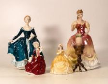 Royal Doulton lady figures to include Sarah HN3380 (2nds), Janine HN2461 (2nds), Autumn Breezes